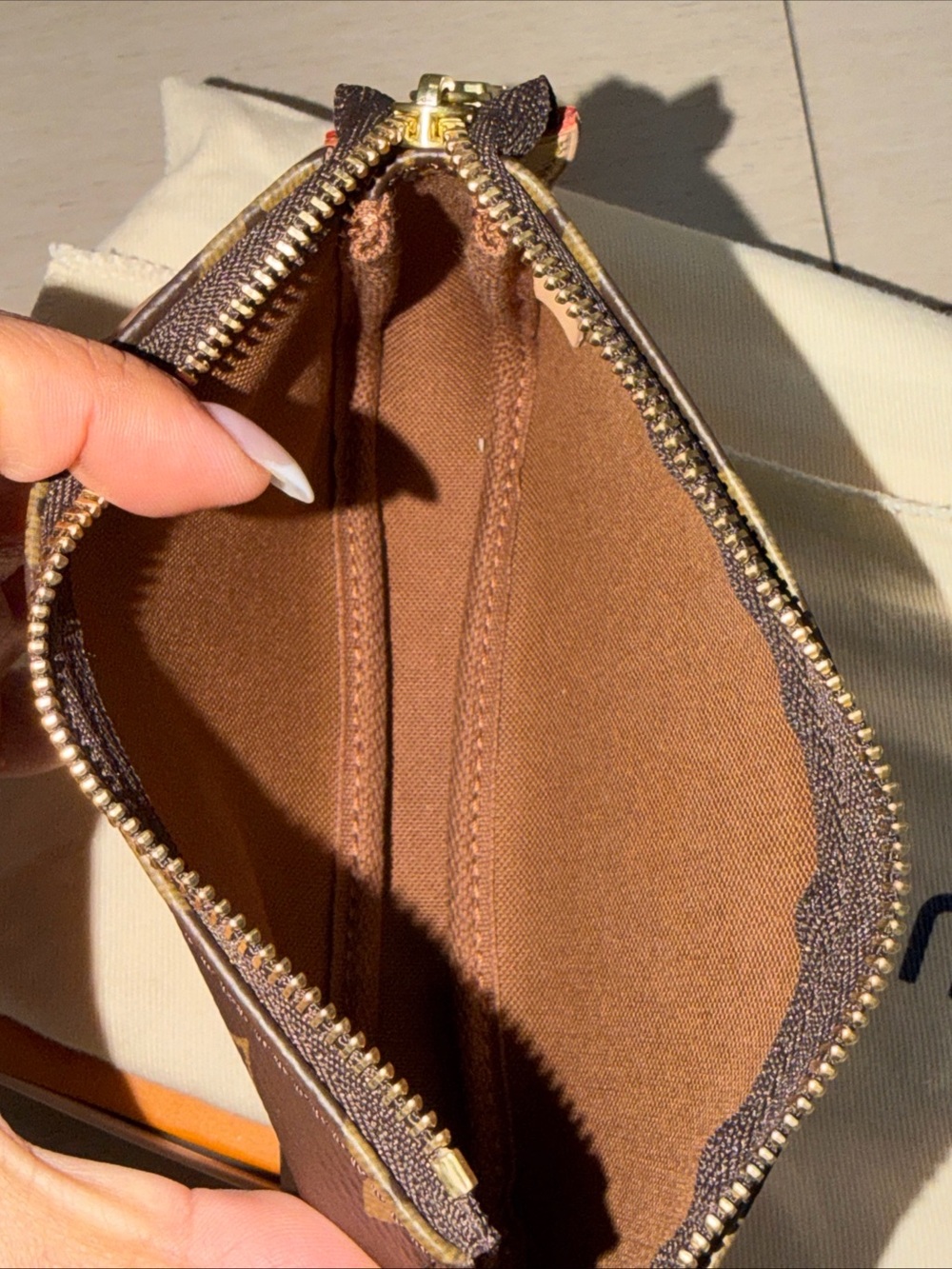 Louis Vuitton Monogram Mini Pochette in Brown with Gold Hardware - Picture 12 of 12